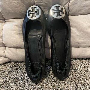 Black Leather Ballet Flats